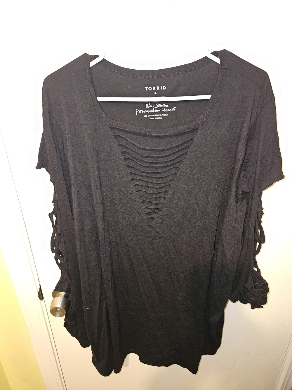 torrid Black Ladder Cutout Sleeve Long Sleeve Top